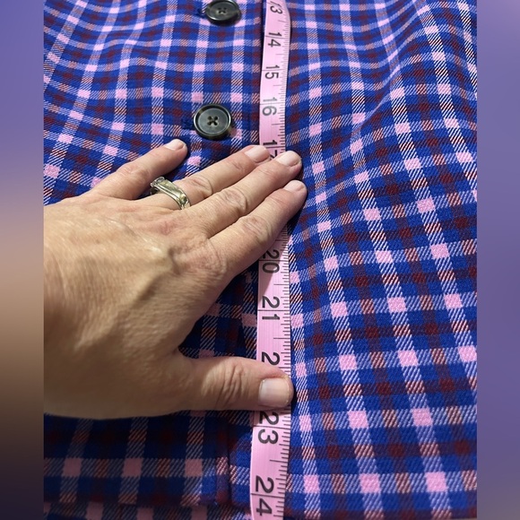 EUC like new size 12 Large J. Crew Purple Plaid Pencil Skirt with buttons. - Picture 11 of 14